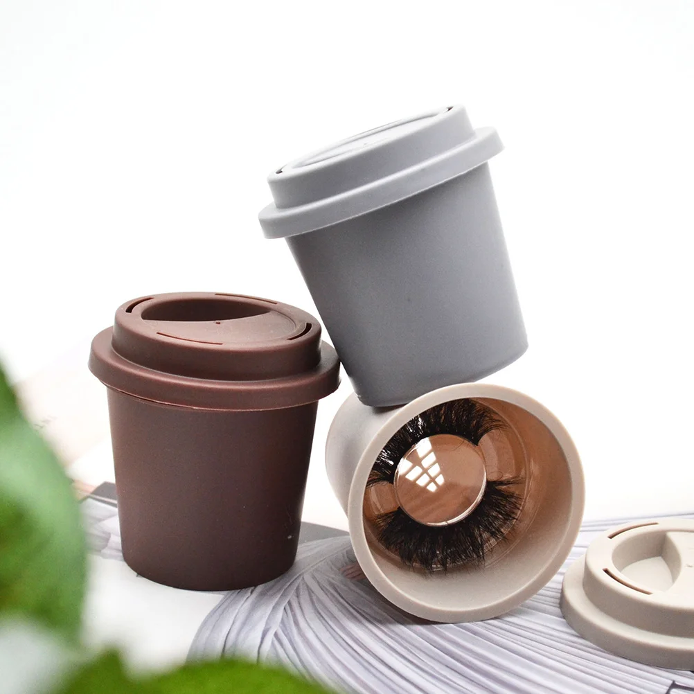 Caja de almacenamiento de pestañas de café, caja de almacenamiento portátil para pestañas postizas, accesorios de maquillaje, organizador, 3 uds.