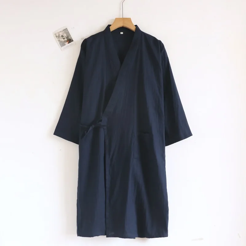 جديد 2025 رداء نوم رجالي للربيع/الصيف 100% قطن شاش رداء حمام ممتص للماء سريع الجفاف رداء رقيق ملابس نوم