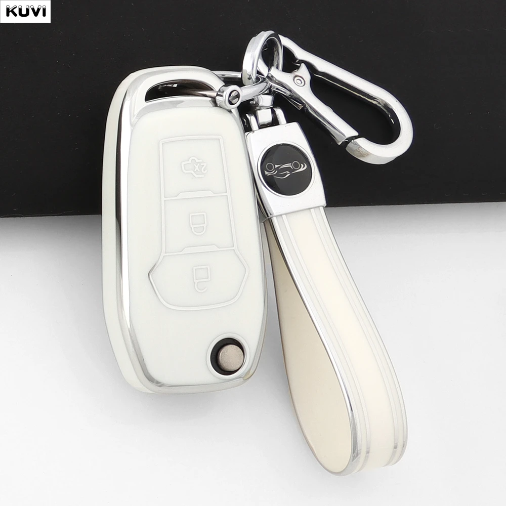 Hot TPU Folding Car Key Case Cover For Ford Figo 2017 Mondeo 5 Ecosport Puma 2020 Fiesta Mk8 Everest Ranger Keychain Accessories - view 4