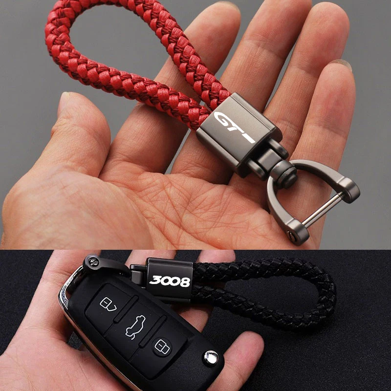 

For Peugeot GT GTLine RCZ PEUGEOT 308 508 3008 5008 Cars Accessories Leather Keychain