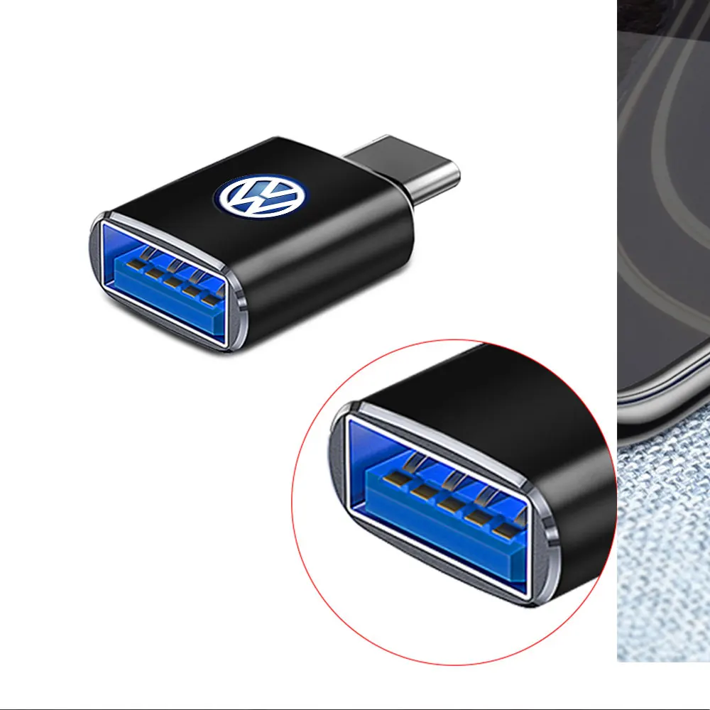 OTG USB To Type C Adapter Converter Phone Charging Cable Charger For Volkswagen VW GTI Golf Polo Tiguan GTD Passat Sagitar Rline