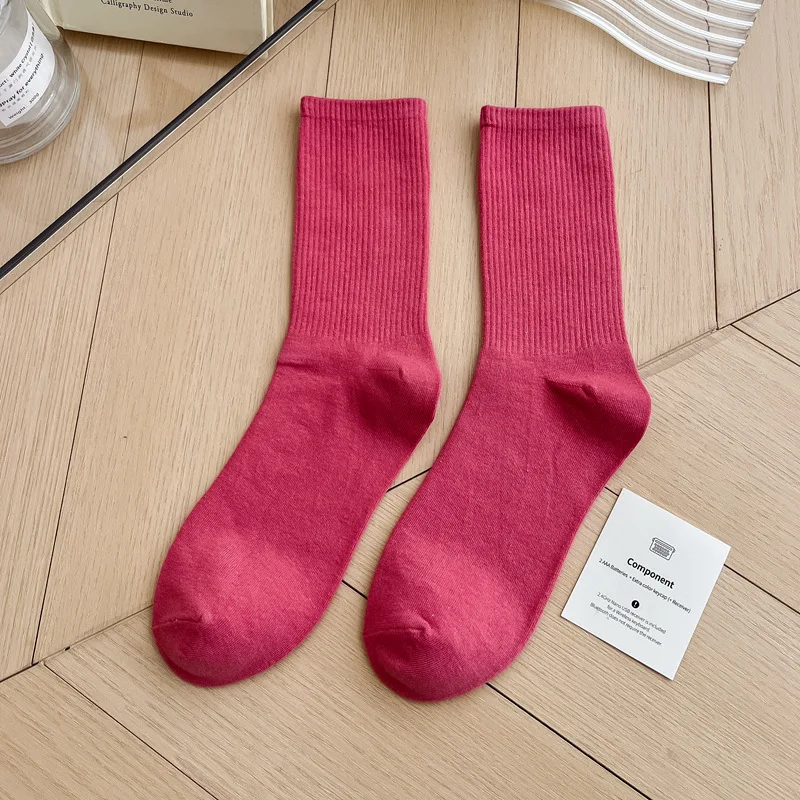 1 Paar Damensocken, rot, weiß, schwarz, Söckchen, atmungsaktiv, sportlich, bequem, einfarbig, Baumwolle, Bodensocken für Mädchen, Strumpfwaren – Detail 37