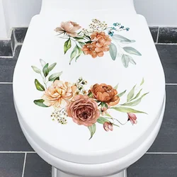 Bathroom Toilet Seat Wall Sticker Self-Adhesive Floral Toilet Lid Decals Toilets Stickers For Cistern Bathroom WC Restroom Decor