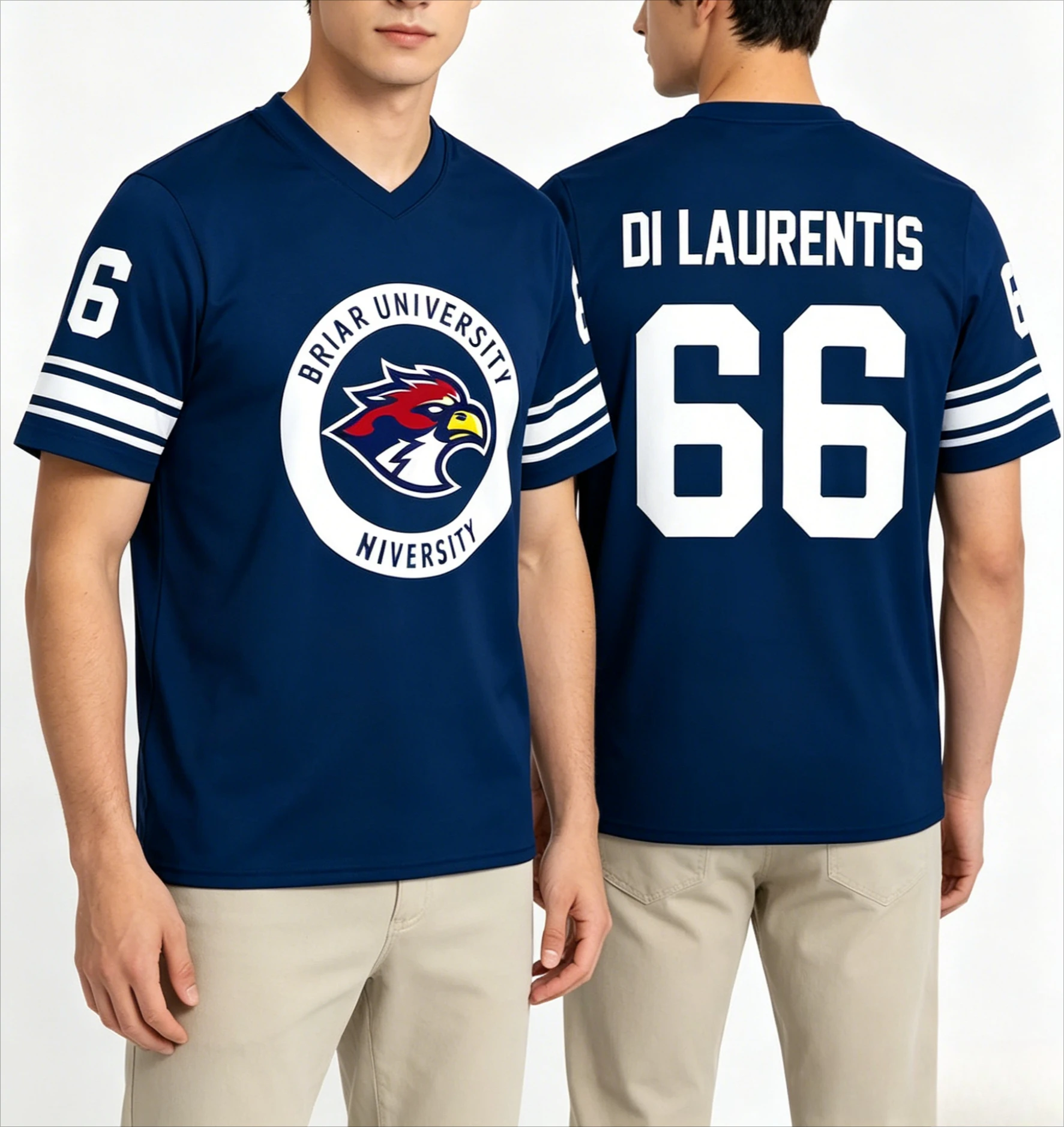 Off Campus Briar University Jersey Graham 44 22 DI LAURENTIS 66 Tucker 46  3D T-shirt V-neck Short Sleeve Men Women Tees