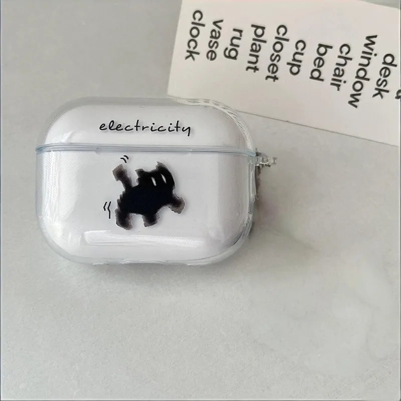 مضحك القط الأسود واضح حقيبة سماعة الاذن ل Airpods 4th 3rd 2 Pro 3 غطاء شفاف ل Airpod 3 1 ملحقات واقية قذيفة