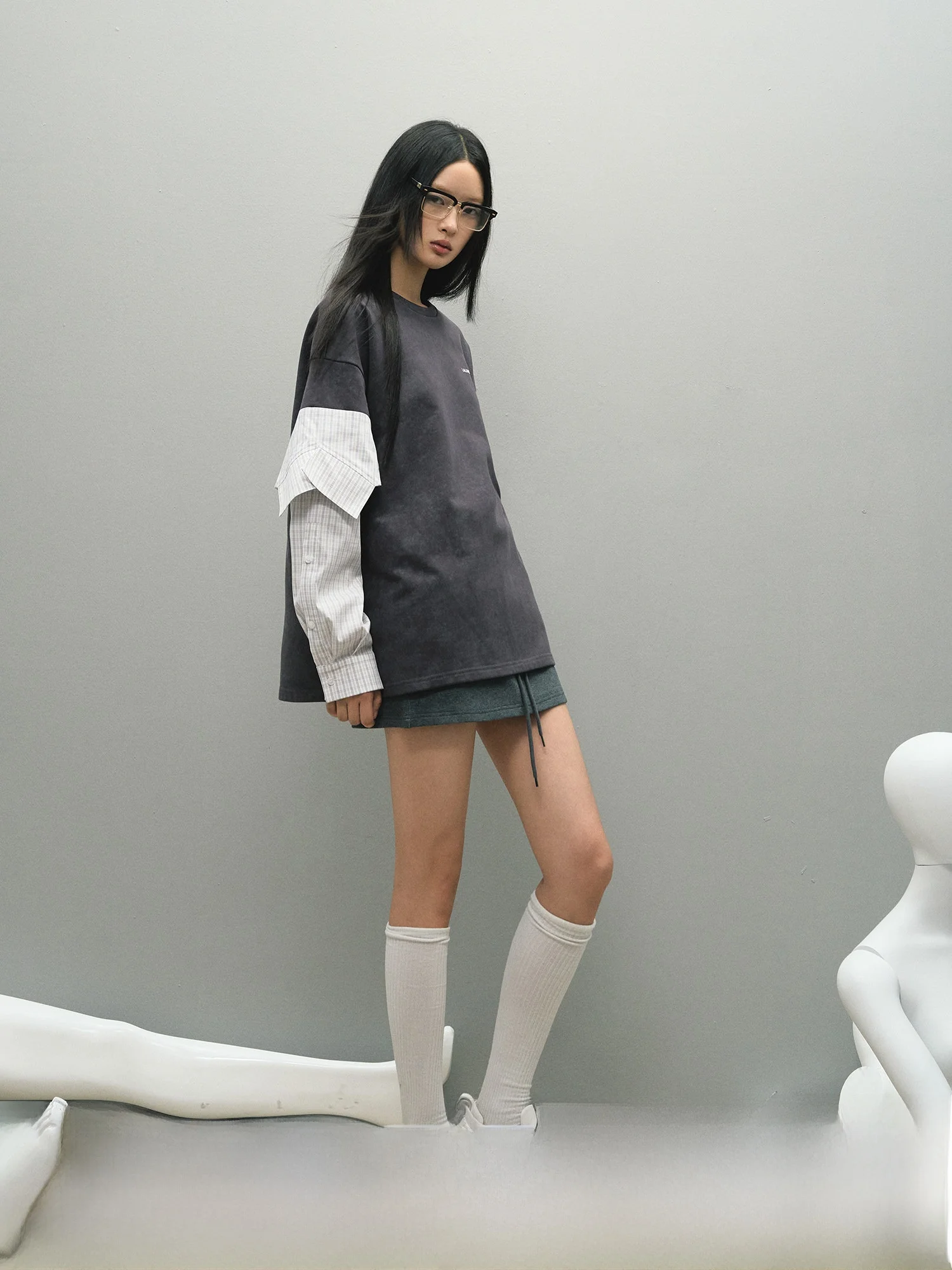 

Женский свитшот оверсайз из чистого хлопка с круглым вырезом и пэчворком в американском ретро-стиле, универсальный, удобный, в стиле кэжуал, для уличной моды