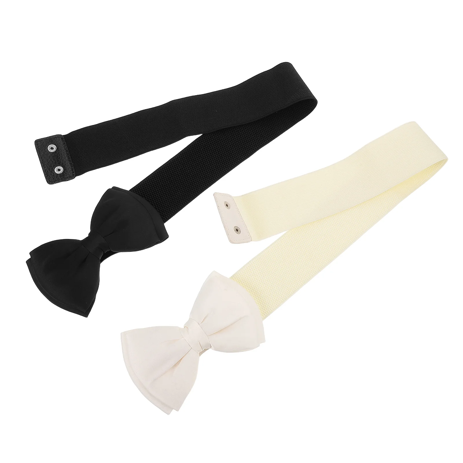 2 قطعة حزام خصر على شكل فيونكة من الشيفون المطاطي بحزام عريض لتصميم مريح وقابل للتمدد من القماش العتيق #1