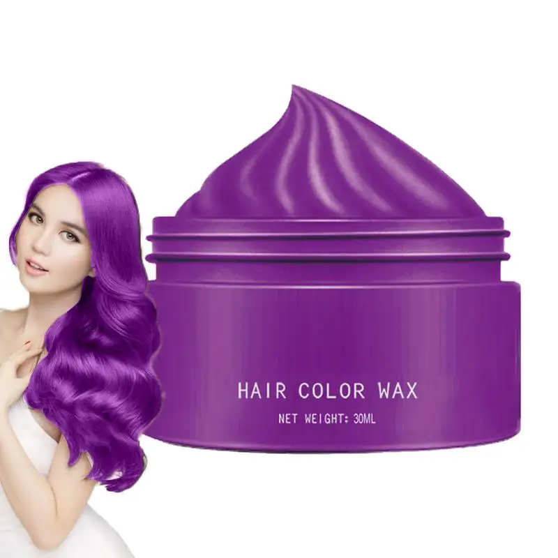 Cera para teñir el cabello, pomadas de cera para el cabello, tinte de cera para teñir el cabello Natural, modelado temporal, tinte para el cabello de Color Natural, cera púrpura, rojo y azul