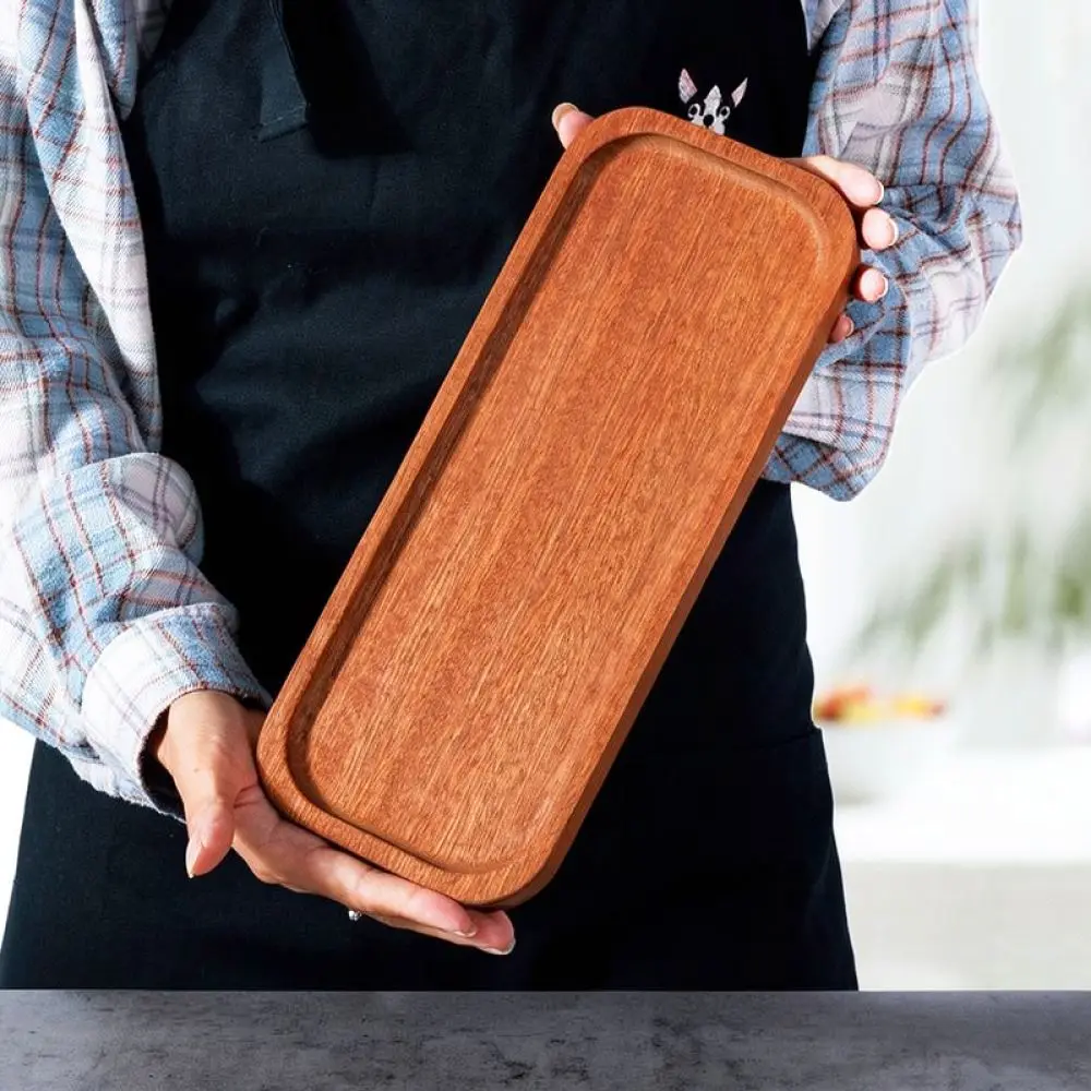 Organic Ebony Wood Pizza Tray With Handle Serving Board For Steak Bread Pastry Kitchen Table Decoration Modern Dish
