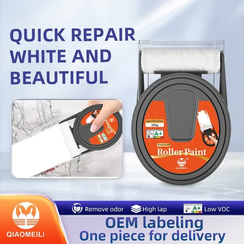 Rouleau de Peinture Latex Blanc pour Rénovation Murale Intérieure, Couverture Graffiti