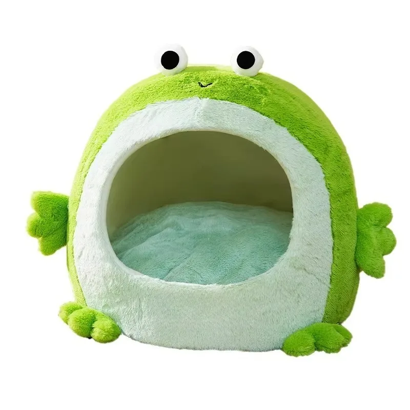 Cute Cartoon Frog Pet Bed, Windproof Warm Shelter for Small Cat Dog Autumn Winter