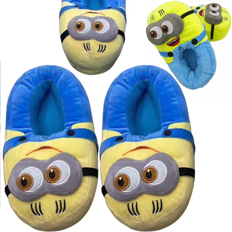 Minions Cotton Slippers for Women Cute Cartoon Winter Warm Soft Indoor Floor Slippers Funny Animal Plush Home Thick-soled Shoes