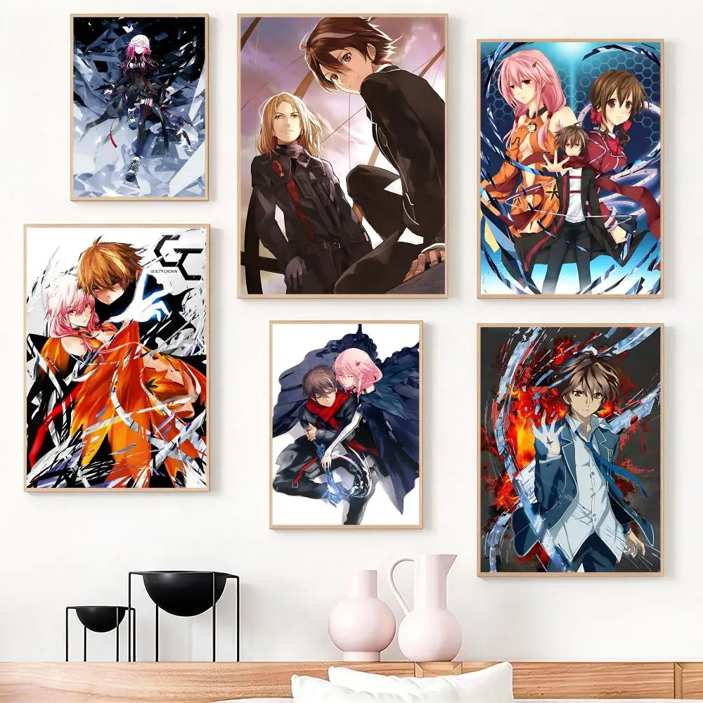 anime Guilty Crown Poster Poster HD Frameless Creamy Style Home Decor Wall Art for Living Room Bedroom Gift