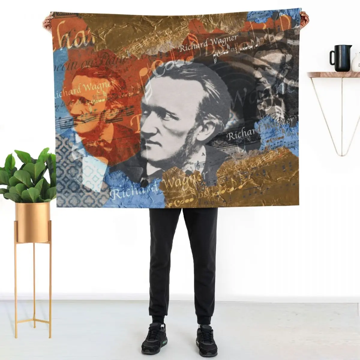 Richard Wagner portrait, famous composer, Ring of the Nibelung Throw Blanket Elegant Warm Throw Blanket for Hotel Home