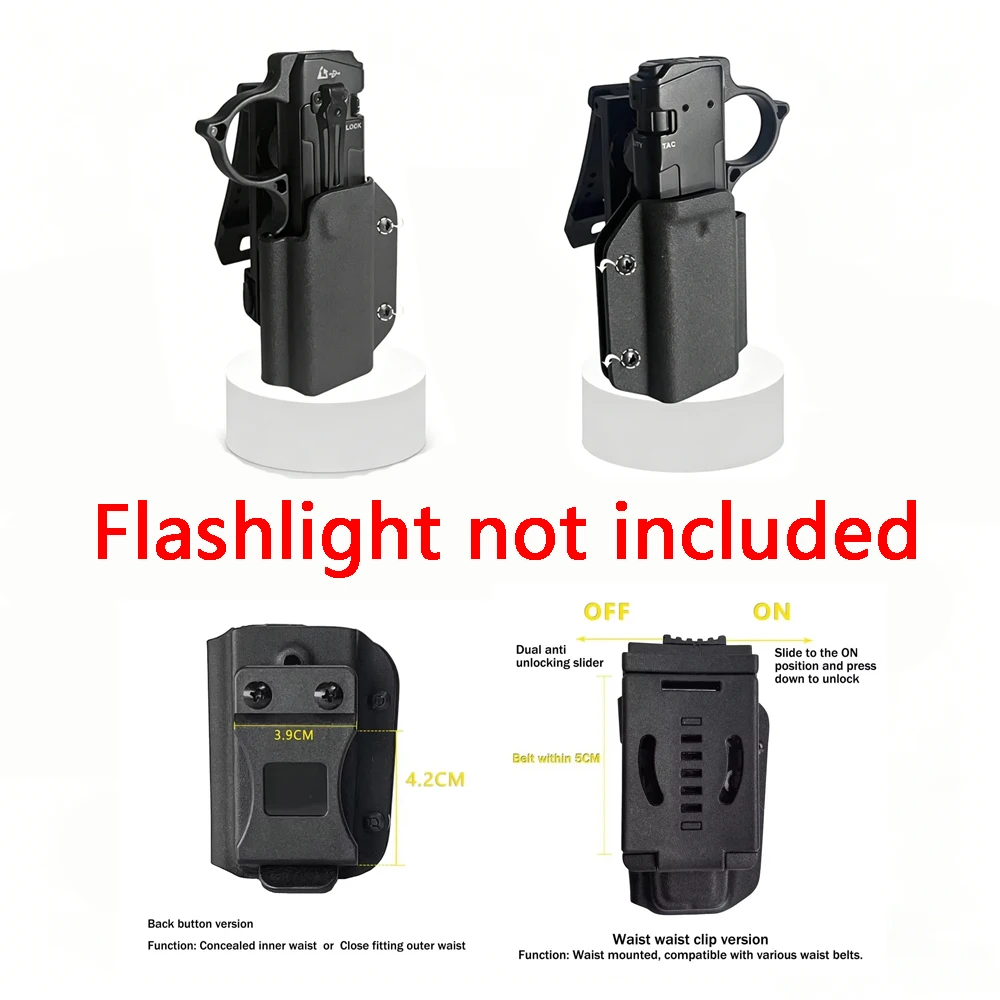Flashlight Kydex Sheath Scabbard K-Sheath Protective Case with Belt Clip for NEXTORCH TA70 Flashlight(Flashlight not included)