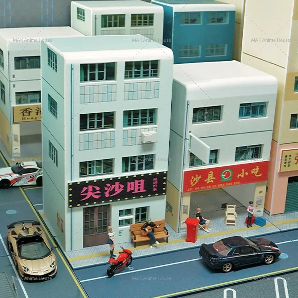 

1/64 Scale Simulate Miniature Scene Model Street Shop City Street Building Sand Table Landscaping Mini House Props for Fans