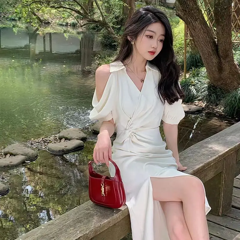 

French Temperament Dress for Women in Summer 2025 New Niche Design High-end Waist Slim Long Skirt