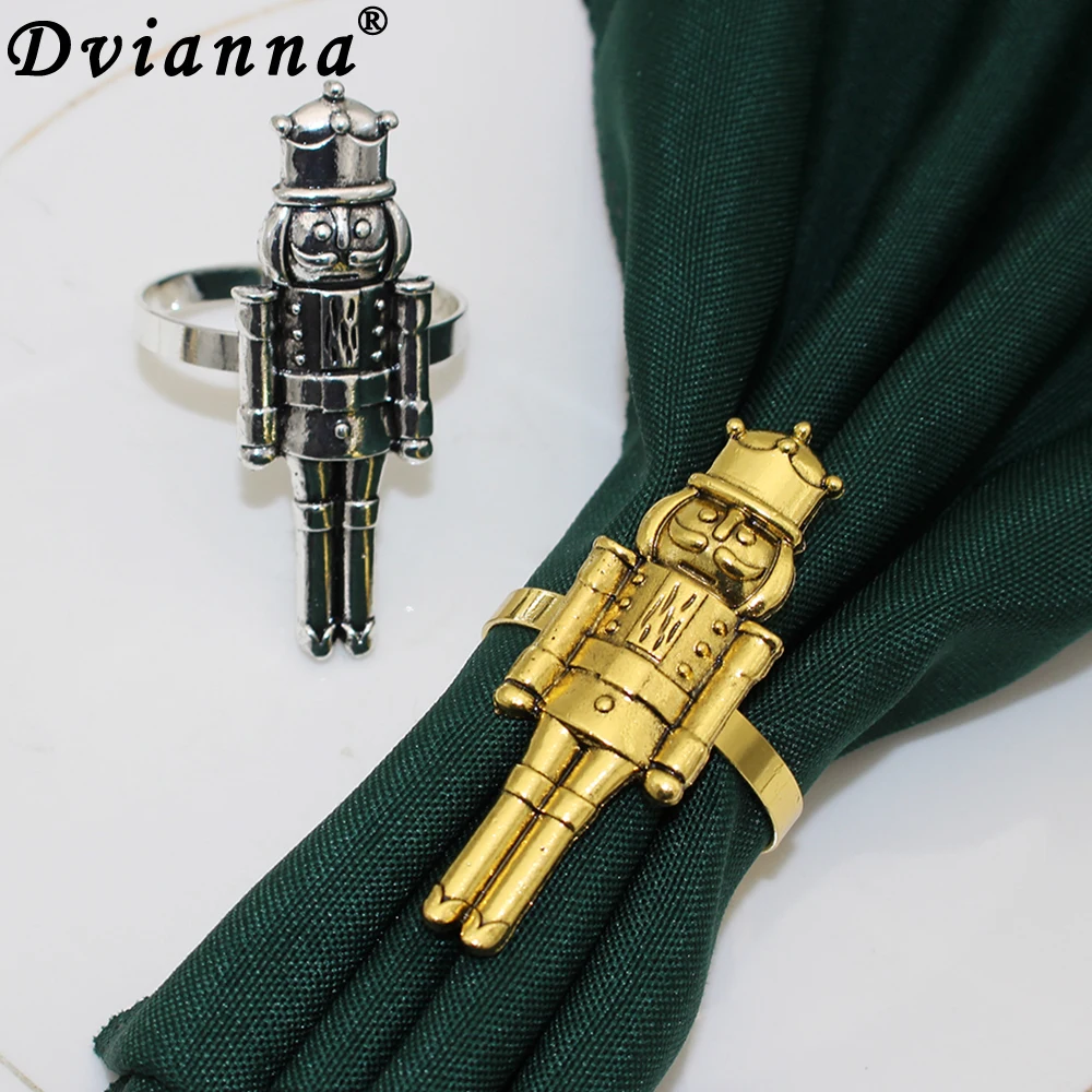 4Pcs Nutcracker Napkin Rings Christmas Nutcracker Decors Napkin Buckles Nutcracker Soldier Napkin Clips HWM221