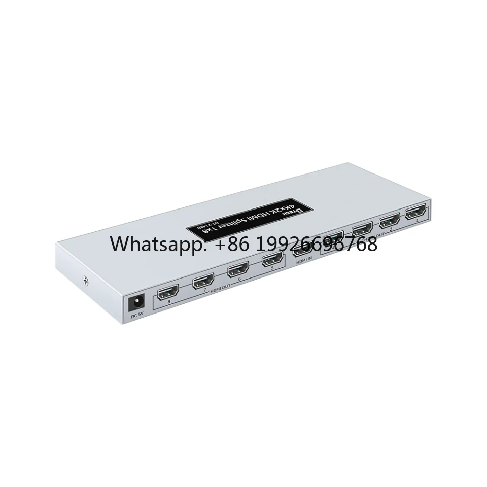 High Quality Silver Metal Shell DC5V/2A 3D HDMI Splitter 1x8 for Monitor Projector TV
