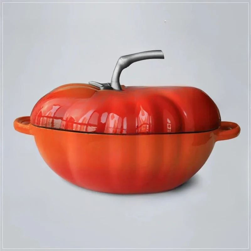 

Cast Iron 27Cm Enamel Stew Pot With Thickened Flat Bottom Onion Plate Induction Cooker BCA20B Household Tomato Shape