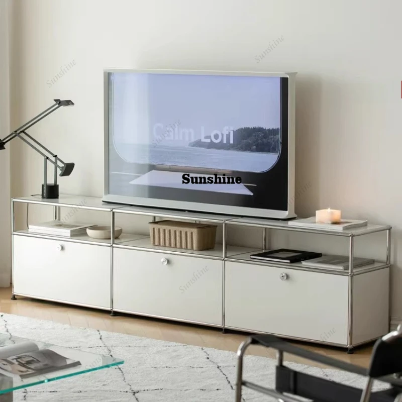 

TV cabinet module Modern simple living room Stainless steel medieval storage locker