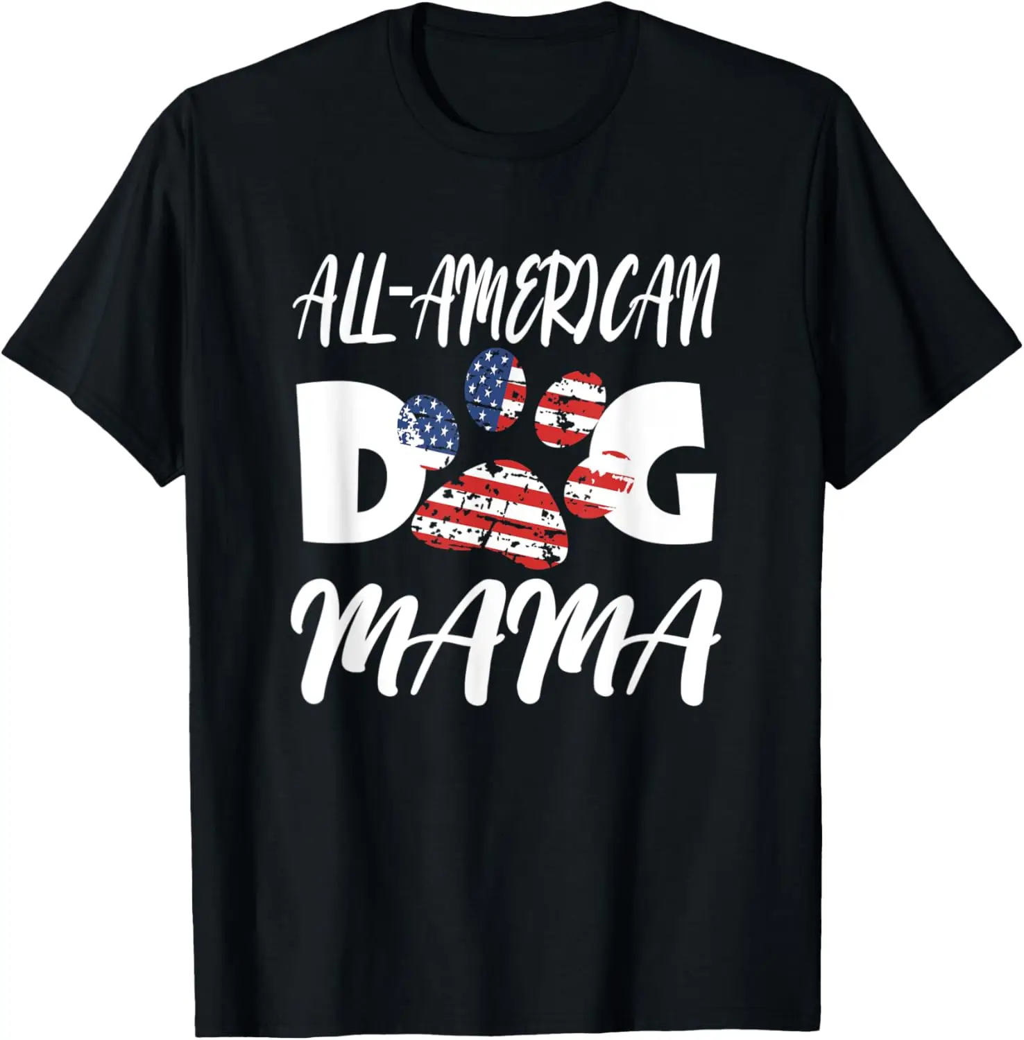 

Fourth Of July Dog Mama Paw Print American Patriotic T-Shirt