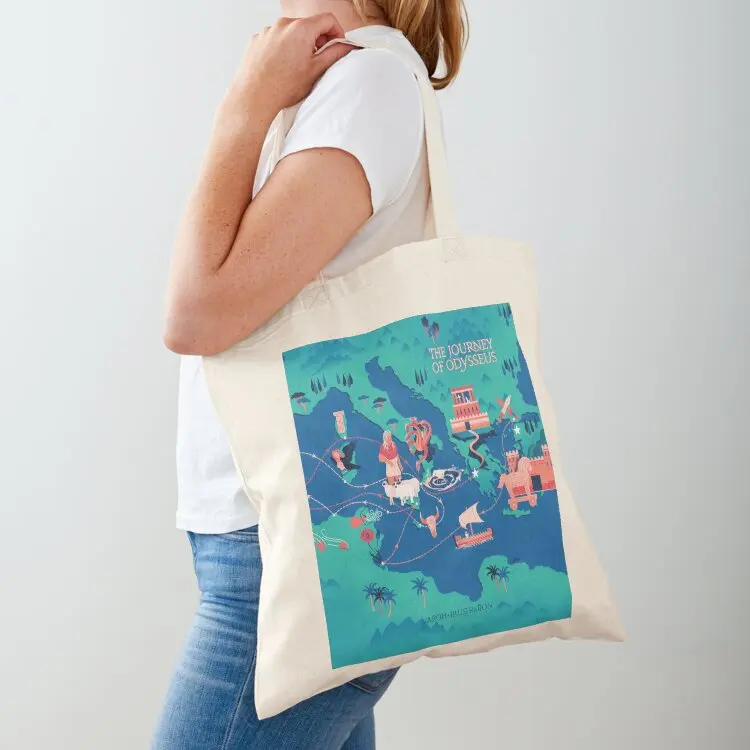 

Odyssey Map - The Journey of Odysseus Tote Bag tote bags men shopper bags for women canvas tote Handbags