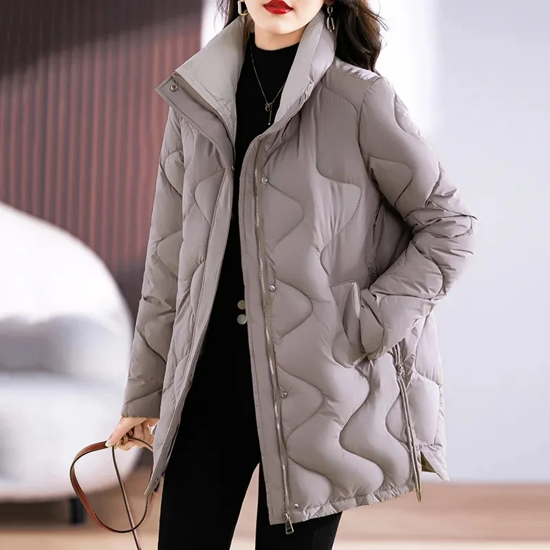 2024 New Korean Autumn Winter Jacket Women\'s Fashion Lightweight Loose Parker Down Cotton Coat Female Zipper Thicken Warm Puffer