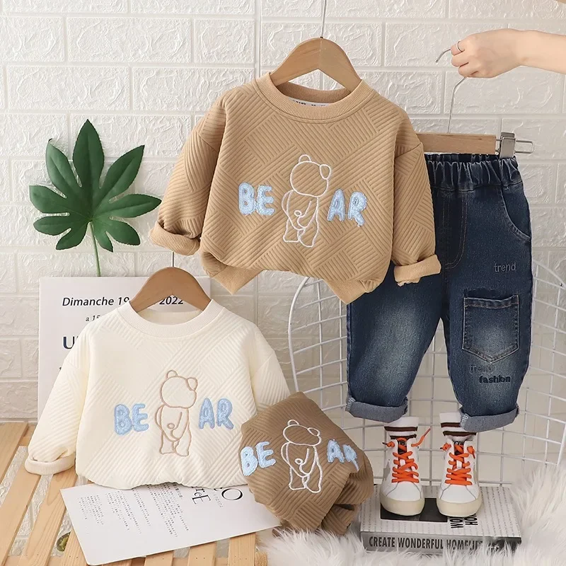 

Autumn Children Clothing Sets Baby Girls Boys Sweatshirt Jeans 2 Pieces Suit Cartoon Bear Infant Clothes Outfits Kids Sportswear