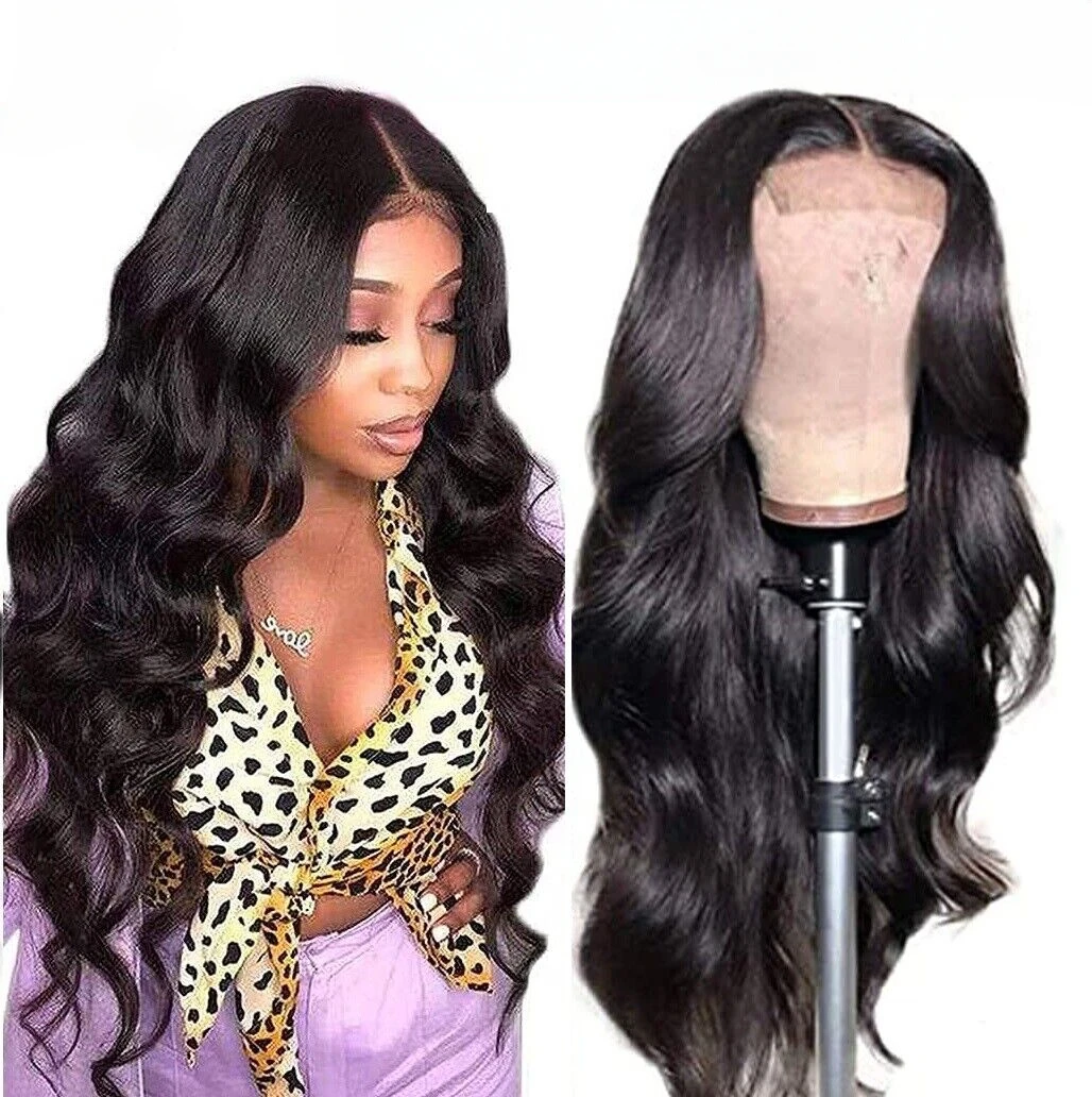 Pop Long Body Wave Wig Natural Middle  Curly Black for Women Party