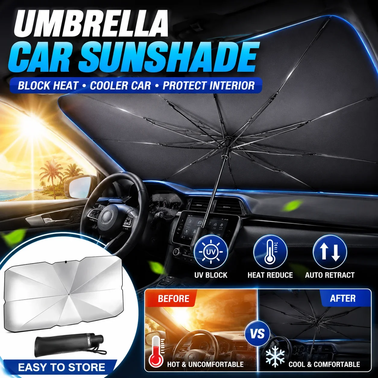 Pare-soleil de voiture pour pare-brise avant, revêtement argenté, anti-UV, isolation thermique, protection solaire automobile