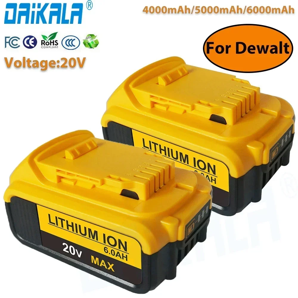 100% Original 20V 6.0Ah MAX Battery Power Tool Replacement for DeWalt DCB184 DCB181 DCB182 DCB200 20V 8A 6A 18Volt 20v Battery