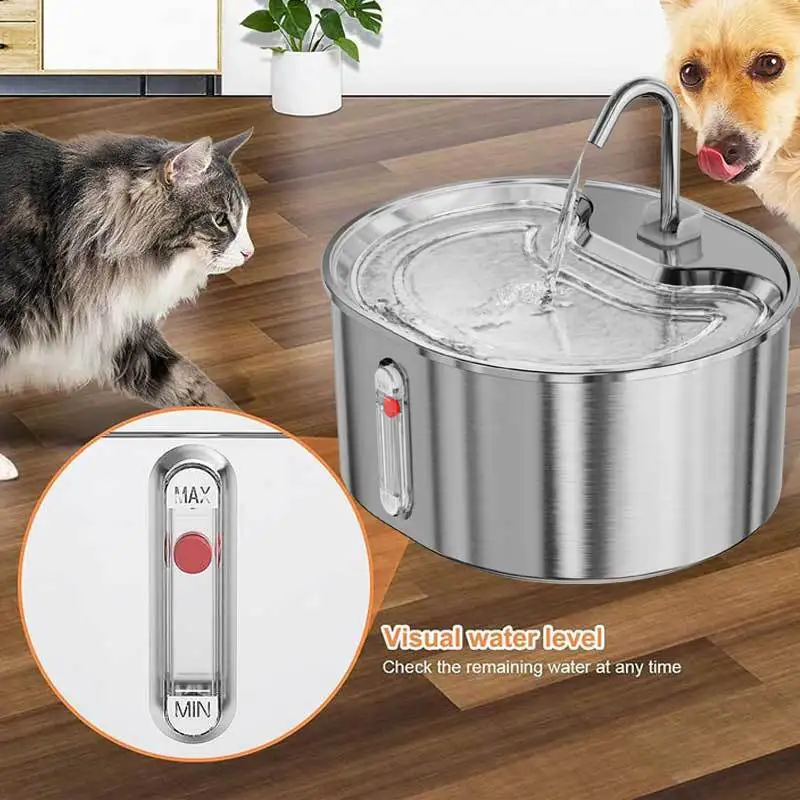 Pet Automatic Water Dispenser Stainless Steel Cat Water Fountain Filter Mute Electric Dog Drinking Bowl For Cats Gadget