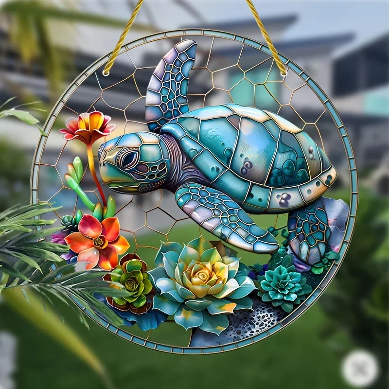 Underwater World SunCatcher Sign,Dolphin Acrylic Translucent Hanging Sign,Housewarming Gift,Window Decor, Garden,Room Wall Decor