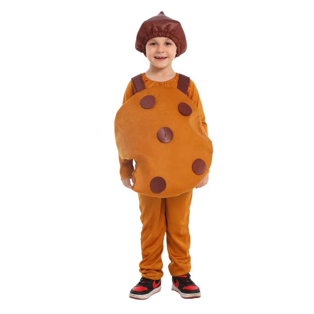 Kids Cookies Chocolate Cosplay Costume Children's Christmas Performance Brown Clothing Hat Outfits Halloween Carnival Party Suit