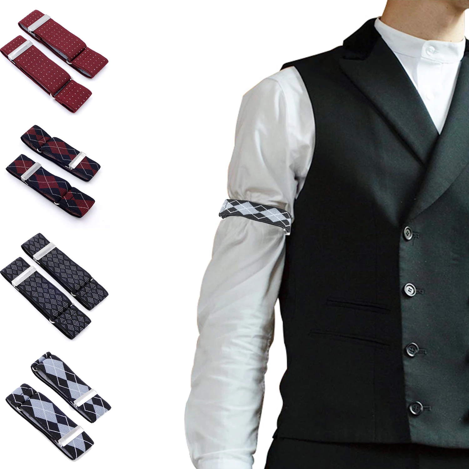 1 Pair Men Shirt Adjustable Armband Sleeve Garter Bartender Cuff Holder