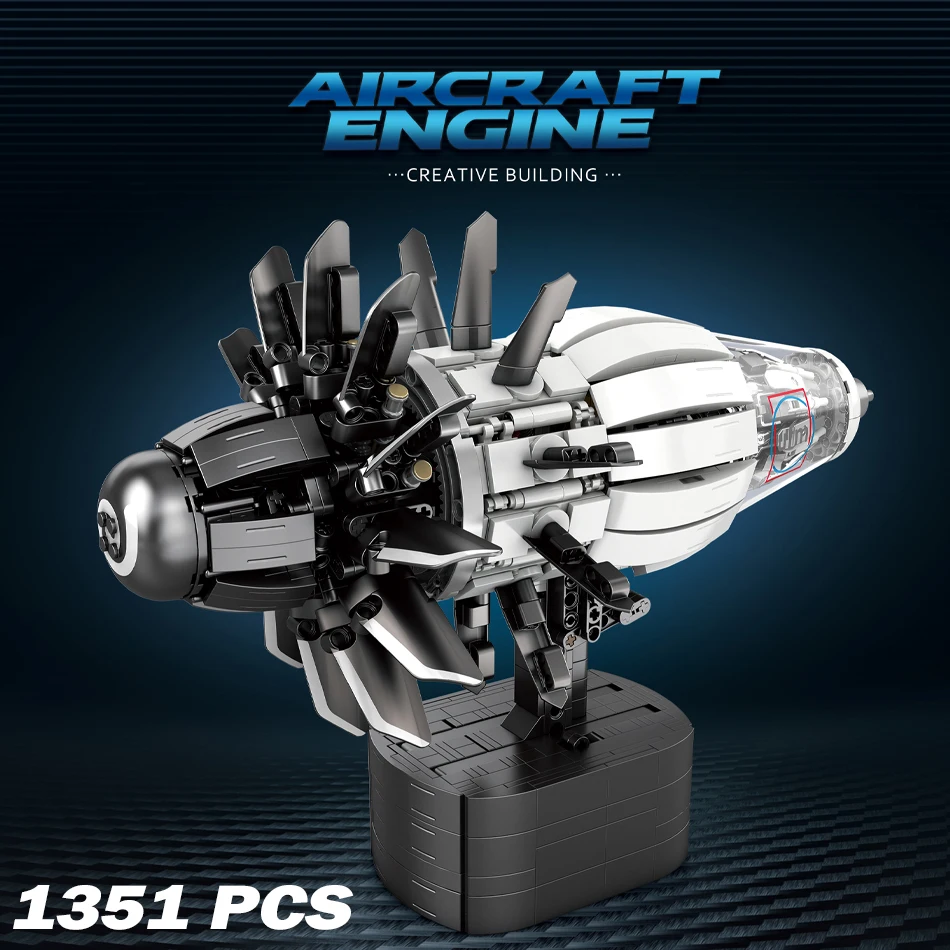 MOC RISE-Motor de avión eléctrico, bloques de construcción, potencia de Motor, aviación, Turbofan, montaje de Motor, ladrillos, juguetes, regalo para niños y adultos