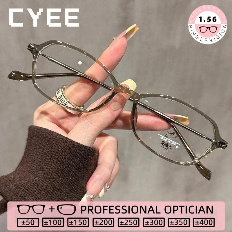 

CYEE Fashion Rectangular Women's Reading Glasses Myopia Anti Blue Light Eyewear Customized Progressive Prescription Eyeglasseses