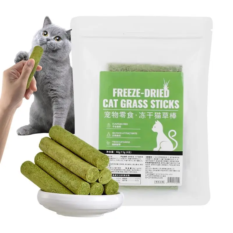 Cat Grass Sticks Stick Kitten Chewing Teeth Cleaner Pet Freeze-Dried Snacks Hairball Removal Sticks Keeping Cat Energetic