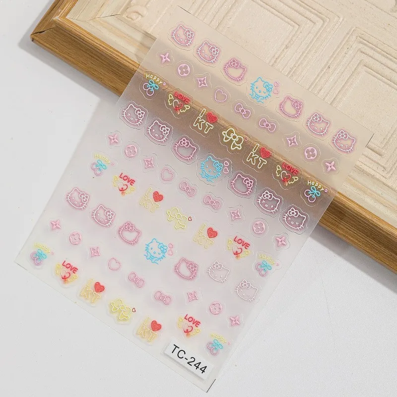 3 stücke Hallo Kitty Maniküre Aufkleber Dekoration Niedlichen Cartoon Anime Spielzeug Frauen Liefert Desktop Dekoration Student Geschenke Großhandel