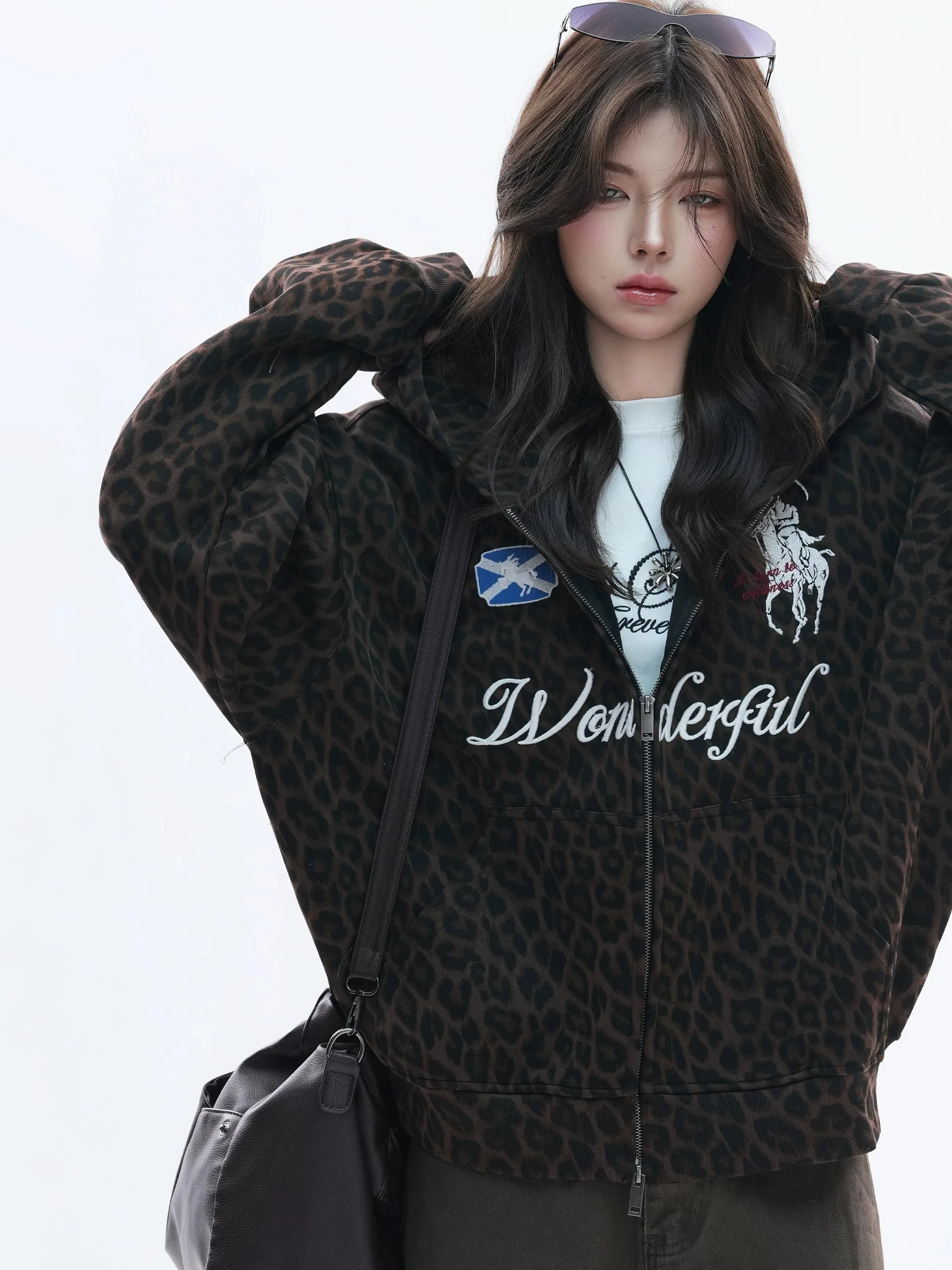 Cleanfit High Street Color Block Leopard Print Hoodie Short Jacket Men Women Style Autumn Shape Open Cardigan Sweatshirt