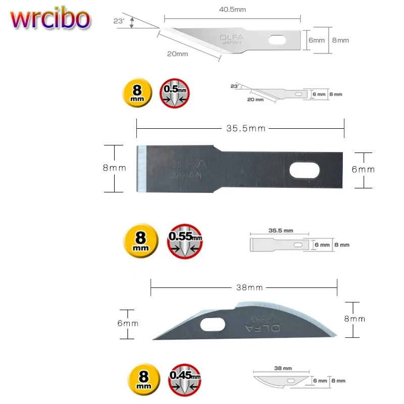 

OLFA KB4-F/5,KB4-S/5,KB4-R/5 Art Knife Kit Spare Blade Mobile Phone Motherboard Chip Glue Remove Rear Cover Disassembly Tool Kit