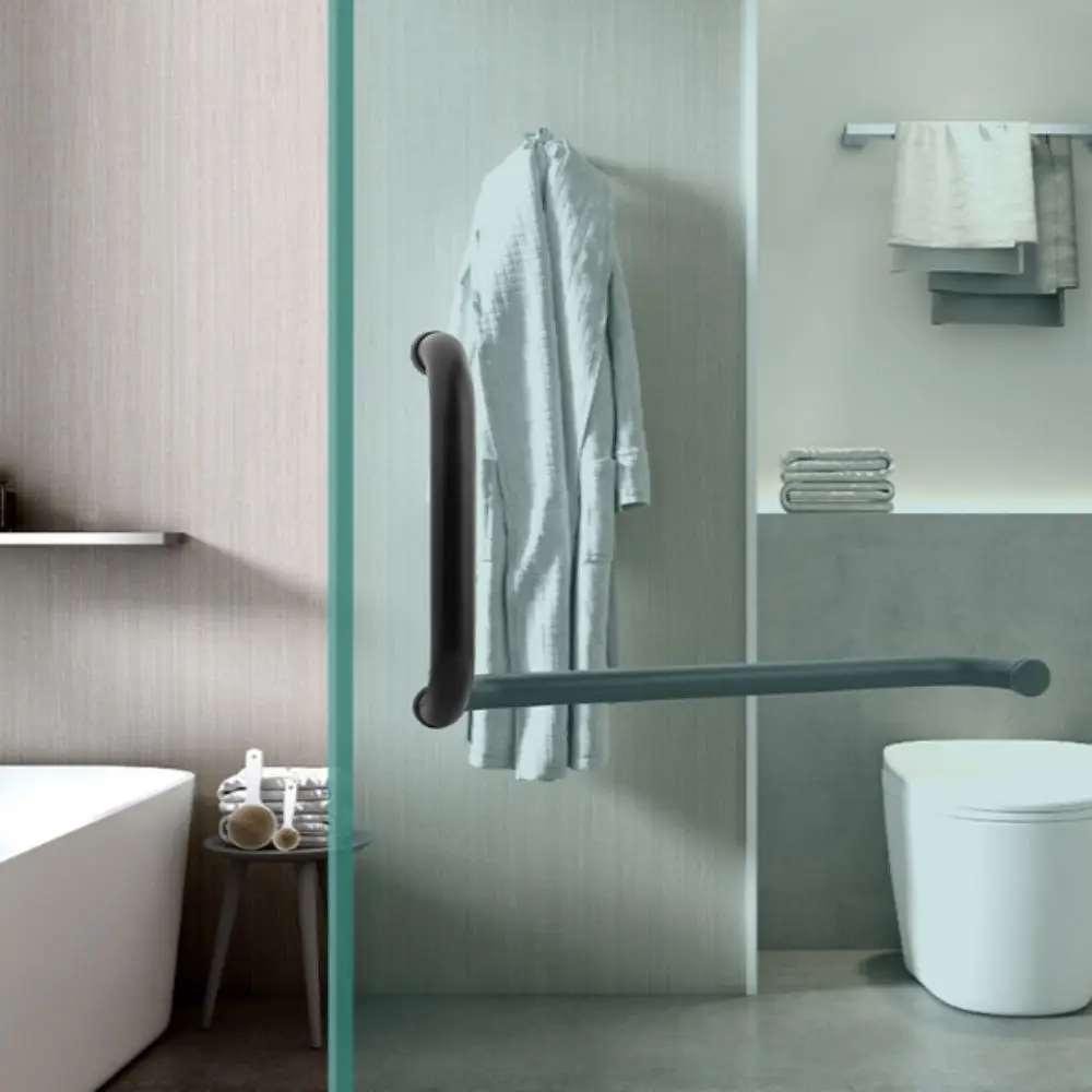 

304 Stainless Steel Shower Room Handle Bright Black Finish Copper Core Glass Door Handle Thickened Design High-End Atmosphere