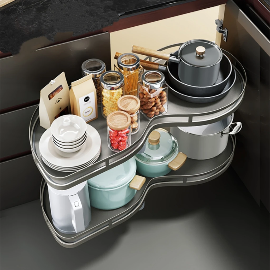 Cabinet Accessories Drawer Shelf Revolving Saucer S Corner Kitchen Storage Cabinet Revolving Basket for Kitchen