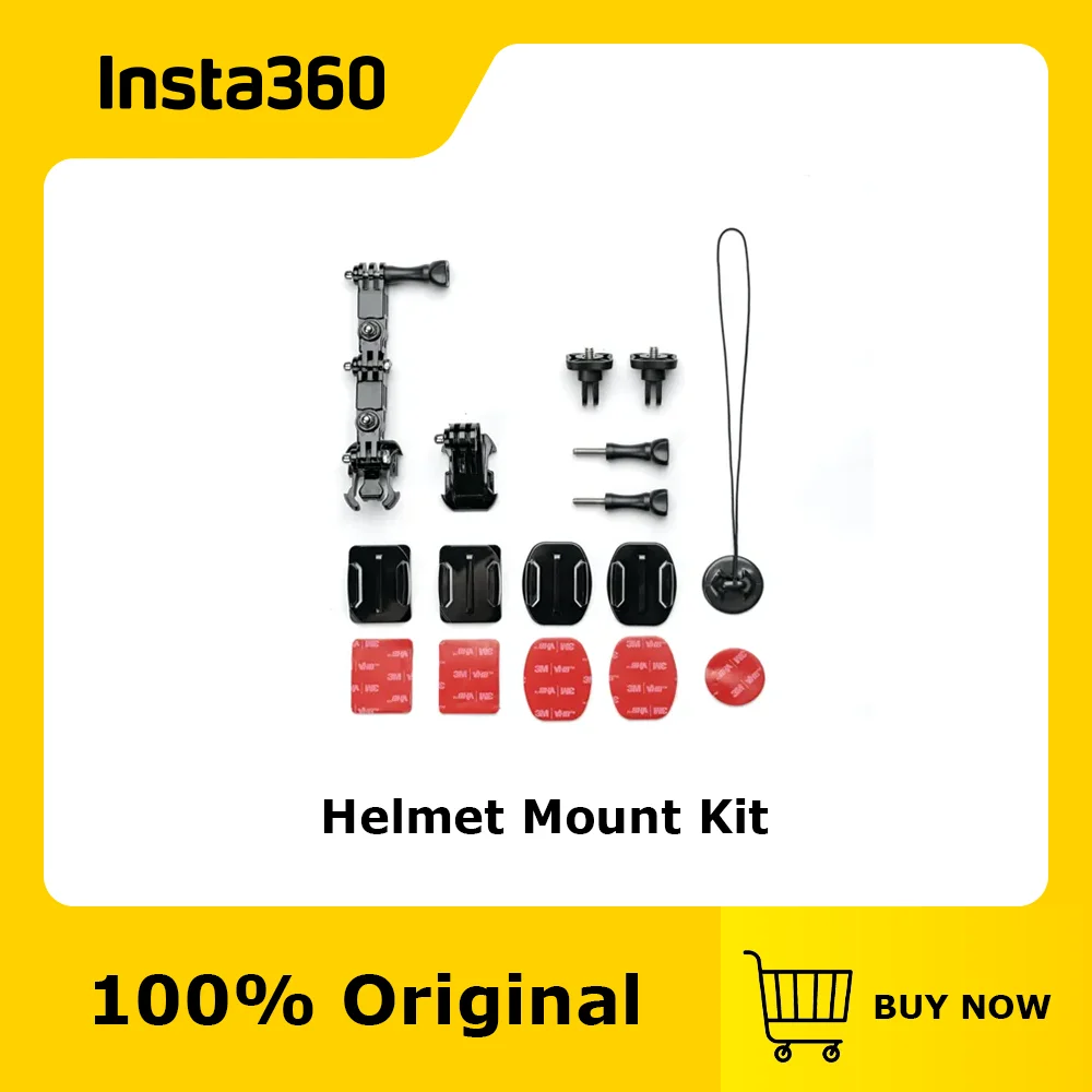 Official & Original Insta360 Helmet Mount Kit,Use as a camera mount for motorcycling,MTB,skiing or any sport that uses a helmet