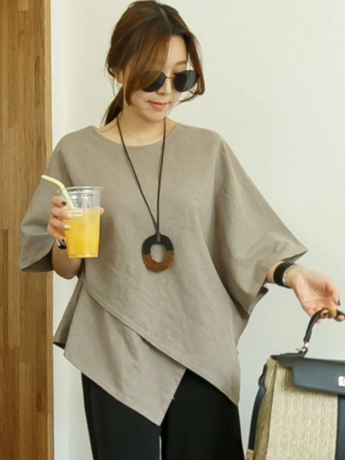 

Женская футболка больших размеров, асимметричная, повседневная, свободного кроя, с коротким рукавом, летняя, удобная, дышащая, тонкая, без рукавов