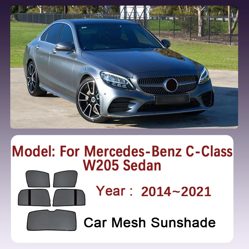 For Mercedes-Benz C-Class W205 Sedan Accessories 2014~2021 Car Sun Visor Window Mesh Sunshades Privacy Curtains 2015 2016 2018 view 2