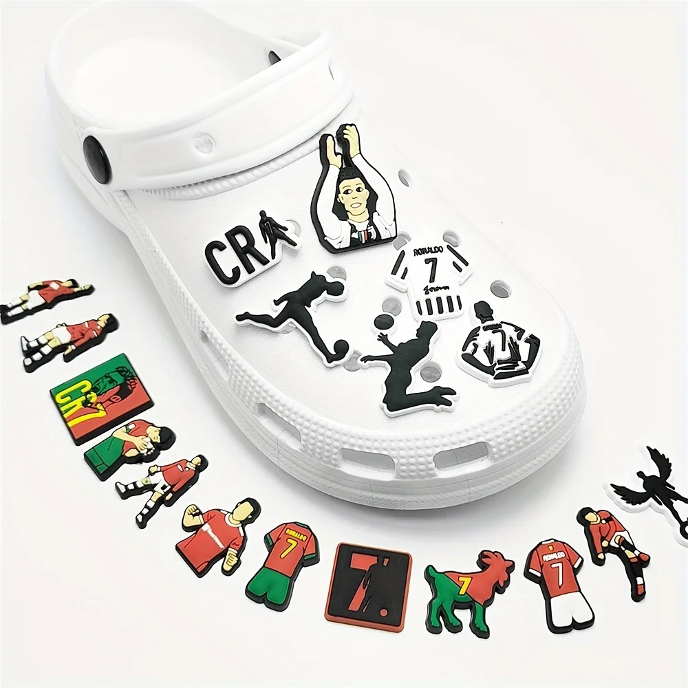 18 Pieces of Cute Cartoon Football Theme Accessories Set Pendant, Suitable for Shoes, Bags, Wristbands, and Accessories