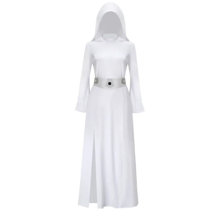 

Leia Princess Dress for Women Adult Pure White Vintage One-piece Dress Belt Female Uniform Fancy Ball Cosplay Costume