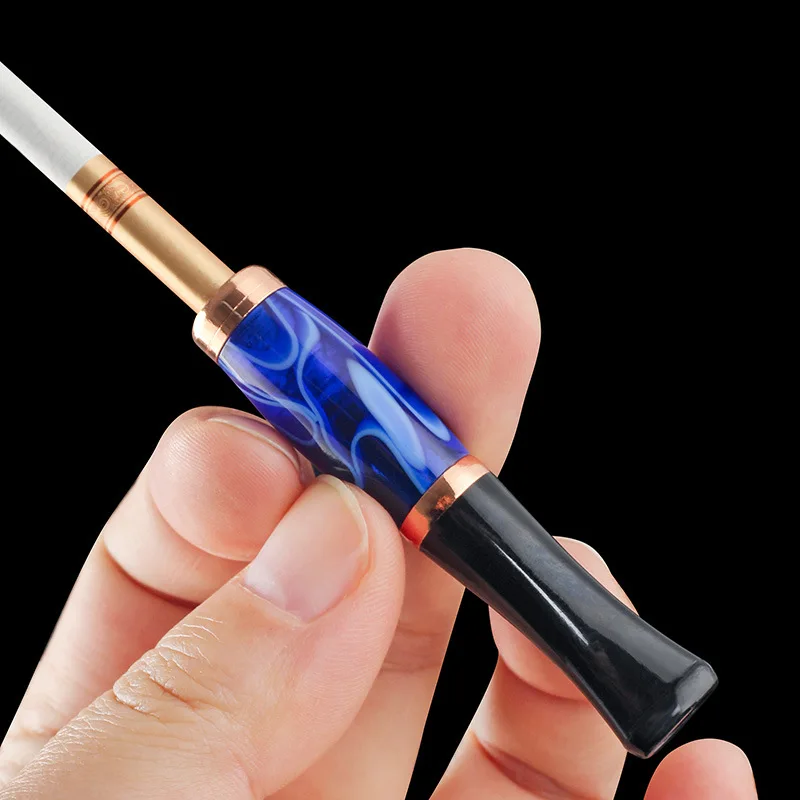 Colorful Brass Resin Cigarette Holder Push-Pull Filter Easy-Clean Smoking Accessories